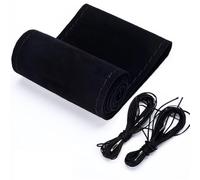 Protector Flocking Leather Car Steering Wheel Cover Stitch Universal 38cm Protector Suede Anti Slip DIY Decor Car Steering Wheel Cover(CA248-BBK)