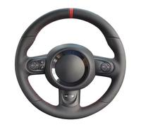 Protector For Mini For Cooper Steering Wheel Cover DIY Hand-stitched Black Black Artificial Leather Car Accessories Car Steering Wheel Cover(Red Thread)