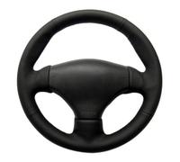 Protector For Peugeot 206 1998-2005 206 SW 2003-2005 206 CC 2004 2005 Car Steering Wheel Cover Black Artificial Leather DIY Hand-stitched Car Steering Wheel Cover(Red Blue Thread)