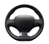 Protector For Peugeot 308 2014 2015 2016 2017 2018 2019 Car Steering Wheel Cover Hand-stitched Non-Slip Black Artificial Leather Car Steering Wheel Cover(Red Thread)