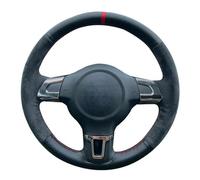 Protector For VW For Golf 6 Mk6 For Polo For Jetta MK5 For Sagitar For Bora For Santana Accessories Braid Car Steering Wheel Cover Anti-Slip Suede Car Steering Wheel Cover(Black Thread)