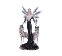 Nemesis Now Gothic Fantasy Fairy Statue with White Wolf - Hand-Painted Resin Figurines for Collectors, Gifts, and Home Decor - Protector of the Pack 9.5 in