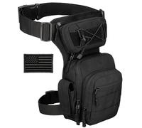 Protector Plus Tactical Drop Leg Bag Military Tool Gear Fanny Thigh Pack Utility Airsoft Motorcycle Cycling Waist Gear Pouch (Patch Included), Black, M