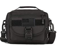 Protector Plus Tactical Messenger Bag Men Small Military MOLLE Crossbody Pack Tool Briefcase Assault Gear Handbags Outdoor Utility Carry Satchel (Patch Included), Black