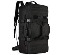Protector Plus Tactical Travel Backpack 60L Military MOLLE Duffel Bag Luggage Suitcase Hiking Camping Outdoor Rucksack (Rain Cover & Patch Included), Black