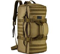 Protector Plus Tactical Travel Backpack 60L Military MOLLE Duffel Bag Luggage Suitcase Hiking Camping Outdoor Rucksack (Rain Cover & Patch Included), Brown