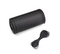 Protector Universal Leather Car Steering Wheel Stitch On Wrap Cover Fit For 38cm 14" DIY Sewing Breathable And Anti Slip Car Steering Wheel Cover(Black (Hole))