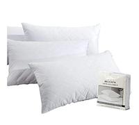 Protectors 4 Pack Quilted 2" Inch Diamond Zippered Enclosure Anti Dust Mite Bed Bug Feather Mildew Proof Breathable Ultra Soft & Comfortable Bed Pillow Covers Set White Cases Encasement 75 x 50 cm