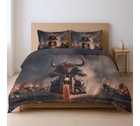protects against any shrinkage after washing High tensile strength less likely to rip or tear Duvet Cover Sets, black Bull Demon King Motorcycle super King Suitable for bedroom