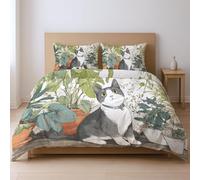 protects against any shrinkage after washing High tensile strength less likely to rip or tear Duvet Cover Sets, White grey Animals plants oil painting King Suitable for bedroom