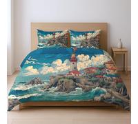 protects against any shrinkage after washing High tensile strength less likely to rip or tear Duvet Cover Sets, blue Seaside lighthouse super King Suitable for bedroom