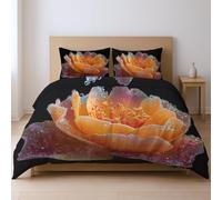 protects against any shrinkage after washing High tensile strength less likely to rip or tear Duvet Cover Sets, Orange stamen dew King Suitable for bedroom
