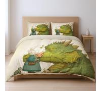 protects against any shrinkage after washing High tensile strength less likely to rip or tear Duvet Cover Sets, Green crocodile old man kitten single Suitable for bedroom