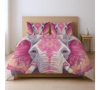 protects against any shrinkage after washing High tensile strength less likely to rip or tear Quilt Cover Set, pink Elephant Line Cartoon super King Suitable for bedroom