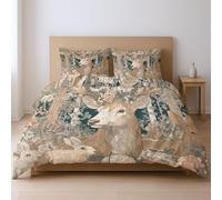 protects against any shrinkage after washing High tensile strength less likely to rip or tear Quilt Cover Set, light yellow deer rabbit flower King Suitable for bedroom