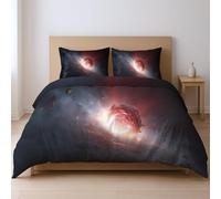 protects against any shrinkage after washing High tensile strength less likely to rip or tear Quilt Cover Set, Red Universe Meteorite super King Suitable for bedroom