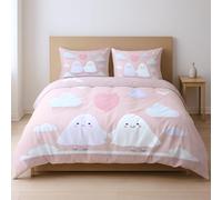 protects against any shrinkage after washing High tensile strength less likely to rip or tear Quilt Cover Set, pink Love cartoon King Suitable for bedroom