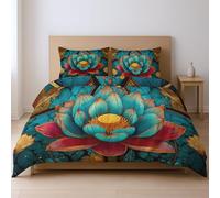 protects against any shrinkage after washing High tensile strength less likely to rip or tear Quilt Cover Set, blue Lotus lotus pod Double Suitable for bedroom