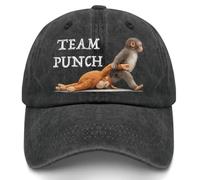 Protects Punchs The Monkey Cute for Men and Women - Retro Soft Top Sun Hat with Cute Monkey Embroidery, Trendy Distressed Peaked Cap for Outdoor Travel and Daily Casual Wear (Black)