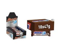Protein Chocolate Bars, Mars (50g) and Snickers (47g), 18 Each (36 Total)