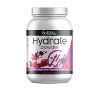 Protein Dynamix Hydration Powder • Electrolyte Mix with Added Vitamins + EAAs • Natural Source of Electrolytes Made with Coconut Water • Vitamins for Energy + Immunity • Sugar-Free • Mixed Berry