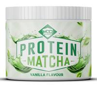 Protein Matcha Powder Vanilla | Ceremonial Grade Japanese Matcha with Grass-fed Bovine Collagen & Functional Mushroom Extracts | 240g Tub with Scoop | High Protein - Made by WOD Powders