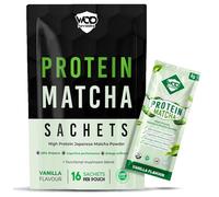 Protein Matcha Sachets (Vanilla Flavour) - 16 Sachets per Pouch | Japanese Matcha Powder with Grass Fed Bovine Collagen & Added Functional Mushroom Extracts | UK Made by WOD Powders