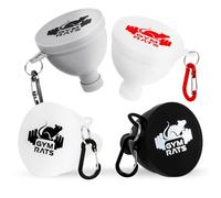 Protein Powder Funnel Set - Travel Protein Powder Container to Go with Carabiner & Reinforced Caps to Stop Spills - Protein & Pre Workout Powder Supplement Funnel for Water Bottles & Shakers - 4 Pack