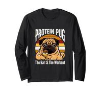Protein Pug The Bar is The Workout Gym Pug Humor Long Sleeve T-Shirt