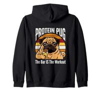 Protein Pug The Bar Is The Workout Gym Pug Humor Zip Hoodie