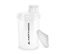 Protein Shaker 300 ml "Heaven" Leak-Proof, BPA with Clickable Strainer & Scale for Creamy Whey Shakes, Gym Fitness Mug for Isolate & Sport Concentrates, Protein Shaker in White