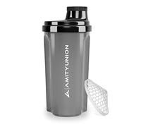 Protein Shaker 700 ml "Heaven" Leak-Proof, BPA with Clickable Strainer & Scale for Creamy Whey Shakes, Fitness Mug for Isolate & Sport Concentrates, Protein Shaker, Original in Black Smoke