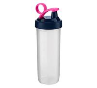 Protein Shaker Bottle, 740ml BPA Free Large Sports Water Bottles, No Blending Ball, Leak-Proof Screw-On Lid & Drinking Flip Cap, Durable Drink Bottle for Fitness Gym Camping Outdoor (Pink Ring Clip)