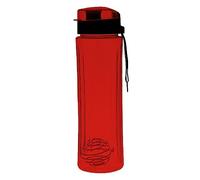 Protein Shaker Bottle 750ml Wire Mixball Shaker Protein Shakes Supplement Mixing Blender Leakproof Non-Drip Screw Top Lid Flip Cap Carry Strap BPA Free for Gym Sports Fitness Transparent (Red)