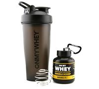 Protein Shaker Bottle With Supplement Keychain Container - BPA Free, Reusable Shaker Cup for Active Weight Lifters and Fitness Enthusiasts - Cute, Fun, and Convenient Design - OnMyWhey