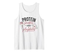 Protein Shakes and Playdates - Funny Mom Workout Tank Top