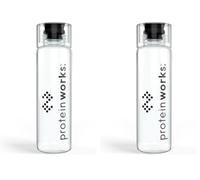 Protein Works | Bullet Water Bottle, Clear Sports Water Bottle, Reusable Plastic, Screw Top Lid with Secure Lock Closure, Transparent Bottle, 600ml (Pack of 2)
