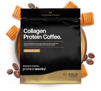 Protein Works | Collagen Protein Coffee - GOLD Innovation, Bovine Collagen Powder, Brazilian Coffee with Hydrolysed Collagen & Vitamin C, Type 1 & 3 Collagen Peptides, Caramel Latte, 19 Servings, 475g
