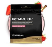 Protein Works | Diet Meal 360 - GOLD Innovation, Diet Meal Replacement Shake, Supports Weight Loss, 24 Vitamins & Minerals, Added Flaxseed, Inulin, Omega 3, Strawberries 'n' Cream, 28 Meals, 2kg