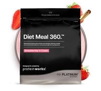 Protein Works | Diet Meal 360 - PLATINUM Innovation, Diet Meal Replacement Shake, Supports Weight Loss, 26 Vitamins & Minerals, Added Flaxseed, Inulin, Omega 3, Strawberries 'n' Cream, 33 Meals, 2kg