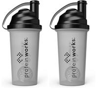 Protein Works | Extreme 360 Protein Shaker Bottle, Clear 700ml Bottle with Wire Mesh Mix Ball, Leak-Proof & Durable, Screw Top Lid, Secure Lock Closure, Easy Reference Measuring Guide (Pack of 2)