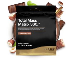 Protein Works | Total Mass Matrix 360 - Gold Innovation, Tri Protein Blend, Mass Gainer Protein Powder, Creatine Monohydrate, Glutamine, Vitamins & Minerals, Banana Smooth, 8 Servings, 2.12kg