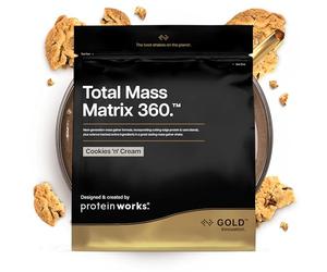 Protein Works | Total Mass Matrix 360 - Gold Innovation, Tri Protein Blend, Mass Gainer Protein Powder, Creatine Monohydrate, Glutamine, Vitamins & Minerals, Chocolate Bueno, 5 Servings, 1.32kg