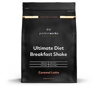 Protein Works - Ultimate Diet Breakfast Shake, On-the-Go Healthy Weight Loss Meal Replacement, Added Caffeine, Low Calorie, Low Sugar, Caramel Latte, 9 Servings, 500g