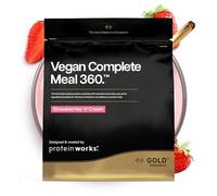 Protein Works | Vegan Complete Meal 360 - GOLD Innovation, Award-Winning Vegan Protein Meal Replacement Shake, Premium Plant-Based Ingredients, Vitamins & Minerals, Strawberries n Cream, 5 Meals, 500g