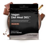 Protein Works | Vegan Diet Meal 360 - Platinum, Chocolate Silk, 500g | Advanced Vegan Protein Meal Replacement, Tri-Protein Blend, Probiotics, Green Tea, MCTs, Nutritionally Complete, 8 Meals