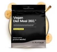 Protein Works | Vegan Diet Meal 360 - PLATINUM Innovation, Vegan Protein Diet Meal Replacement Shake, Healthy Weight Loss, Vitamin & Mineral Blend, Green Tea, Banana Smooth, 16 Meals, 1kg