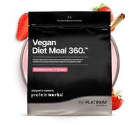 Protein Works | Vegan Diet Meal 360 - PLATINUM Innovation, Vegan Protein Diet Meal Replacement Shake, Healthy Weight Loss, Vitamin & Mineral Blend, Green Tea, Strawberries 'n' Cream, 16 Meals, 1kg