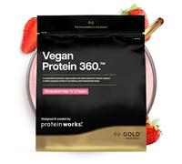 Protein Works | Vegan Protein 360 - Gold Innovation, Strawberries 'n' Cream, 33 Servings, 100% Plant Based & Natural, Premium Multi-Protein Blend, Low Fat Shake, Low Calorie Shake, 1kg