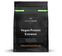 Protein Works - Vegan Protein Extreme , Added Vitamin Blend , Vegan Protein Powder , Plant Based Protein Shake , 57 Servings , Salted Caramel Bandit , 2kg